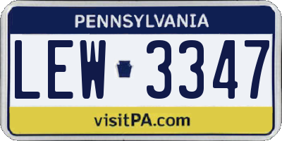PA license plate LEW3347