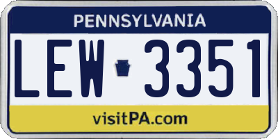 PA license plate LEW3351