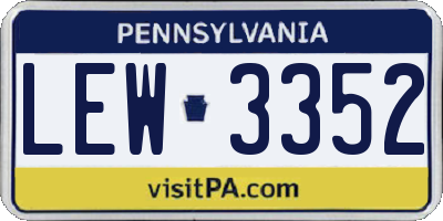 PA license plate LEW3352