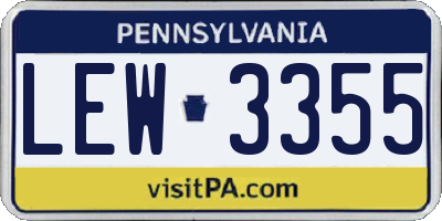 PA license plate LEW3355