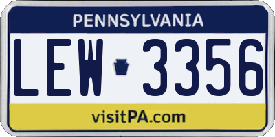 PA license plate LEW3356