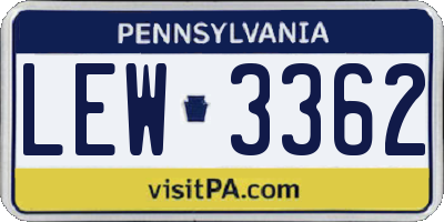 PA license plate LEW3362