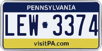 PA license plate LEW3374
