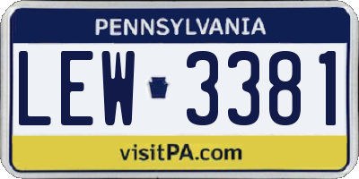 PA license plate LEW3381