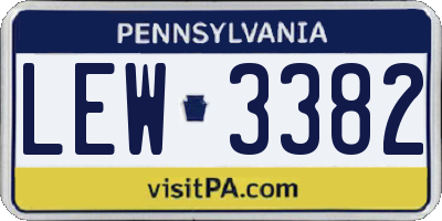 PA license plate LEW3382