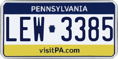 PA license plate LEW3385