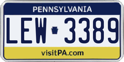 PA license plate LEW3389