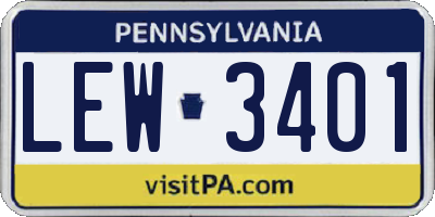PA license plate LEW3401