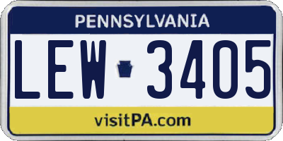 PA license plate LEW3405