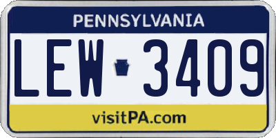 PA license plate LEW3409