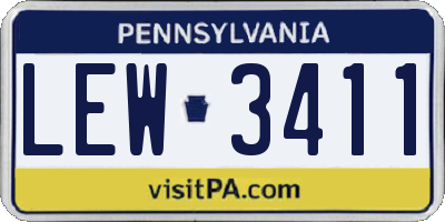 PA license plate LEW3411