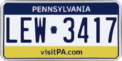 PA license plate LEW3417