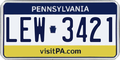 PA license plate LEW3421