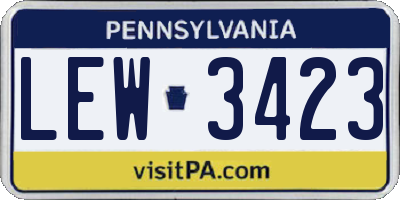 PA license plate LEW3423