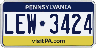 PA license plate LEW3424