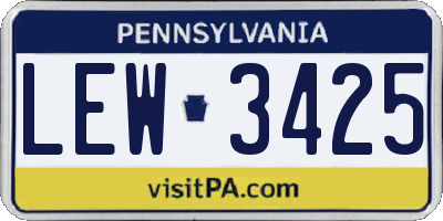 PA license plate LEW3425