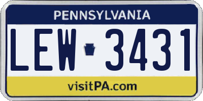 PA license plate LEW3431