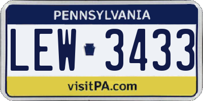 PA license plate LEW3433