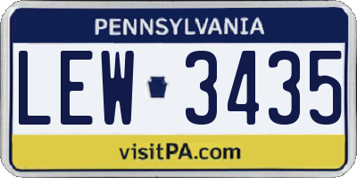 PA license plate LEW3435