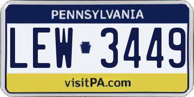 PA license plate LEW3449