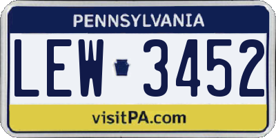 PA license plate LEW3452