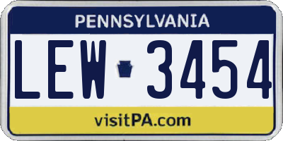 PA license plate LEW3454