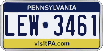 PA license plate LEW3461