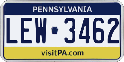 PA license plate LEW3462