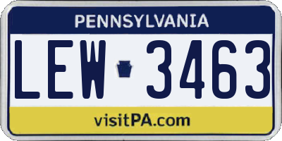 PA license plate LEW3463