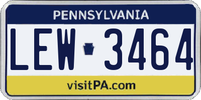 PA license plate LEW3464