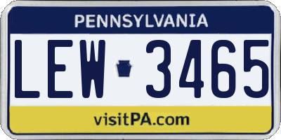 PA license plate LEW3465