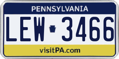 PA license plate LEW3466