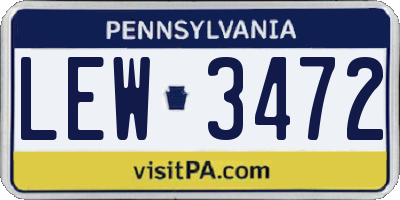 PA license plate LEW3472
