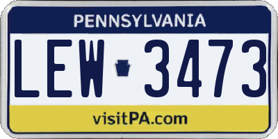PA license plate LEW3473