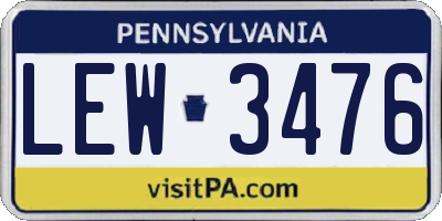 PA license plate LEW3476