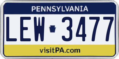 PA license plate LEW3477