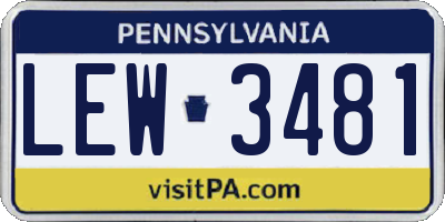 PA license plate LEW3481