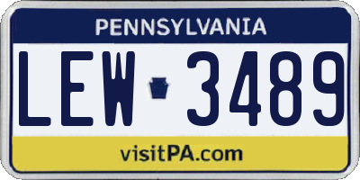 PA license plate LEW3489