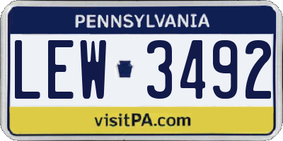 PA license plate LEW3492