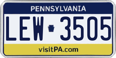 PA license plate LEW3505