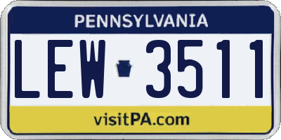 PA license plate LEW3511