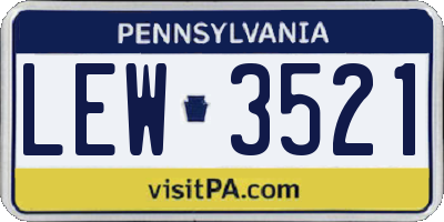 PA license plate LEW3521