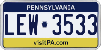 PA license plate LEW3533