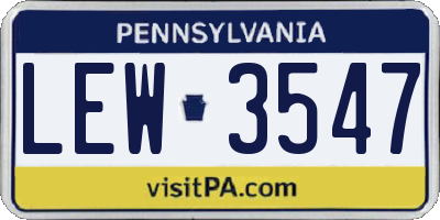 PA license plate LEW3547