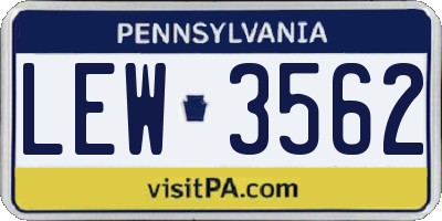 PA license plate LEW3562