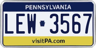 PA license plate LEW3567