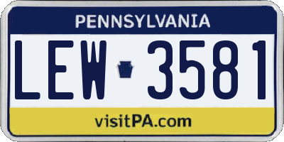 PA license plate LEW3581