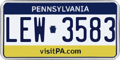 PA license plate LEW3583