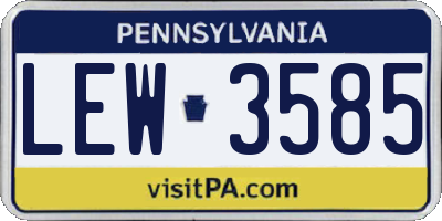 PA license plate LEW3585