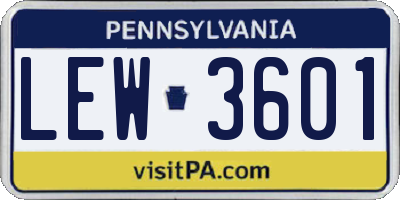 PA license plate LEW3601